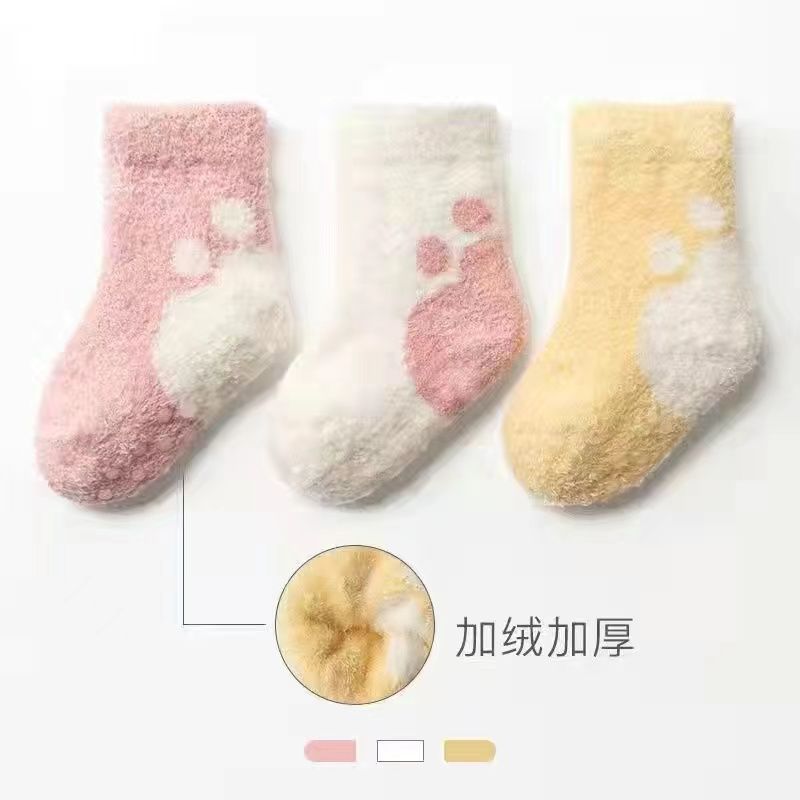 Picture of Autumn and winter baby socks fleece-lined thickened 0-3 years old newborn terry socks thickened children's warm tube socks