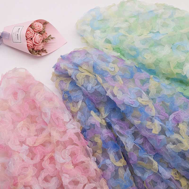 130cm wide in stock new embroidery rose DIY handmade ancient Chinese clothing embroidered cloth skirt puffy skirt production