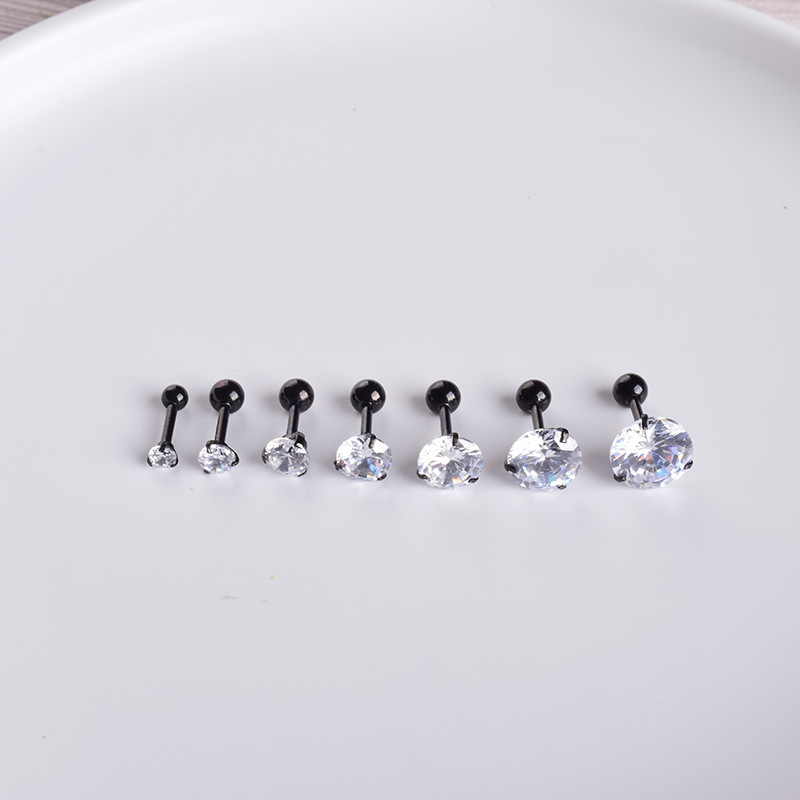 Picture of Round white diamond zircon earrings for men and women fashion Korean style earrings tide foreign trade ebay AliExpress earrings wholesale