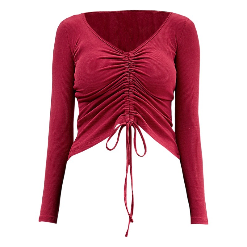 Drawstring Yoga Body Modern Classical Dance Women's Top Slimming Long Sleeve Fitness T-shirt Adult Dance Practice Clothing