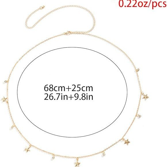 Picture of European and American cross-border jewelry sexy hot girl beach pendant body chain simple rhinestone five-pointed star tassel waist chain woman