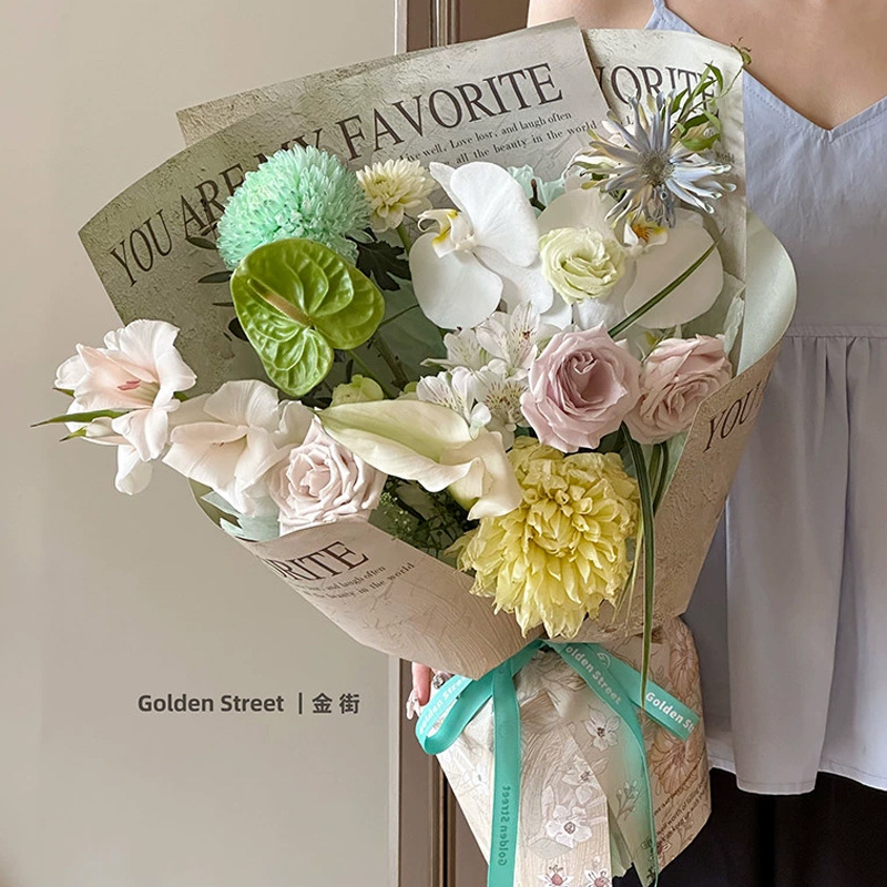 Picture of Ximeng Garden oil painting wrapping paper purple double-sided printing high-grade flower bouquet wrapping paper manufacturers wholesale