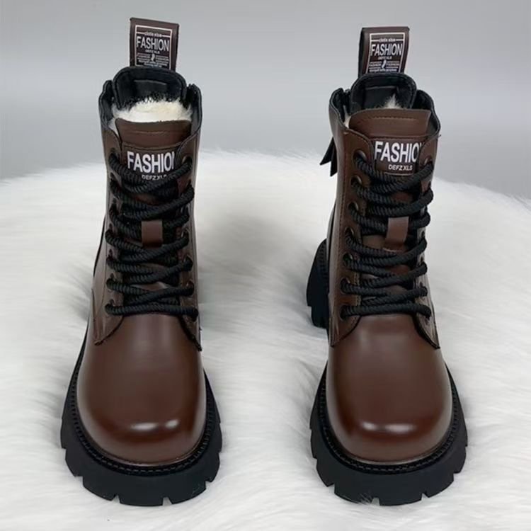 Picture of Fleece and thickened large cotton boots 2025 fall/winter new warm snow boots with thick soles and non-slip thick heels Martin boots for women