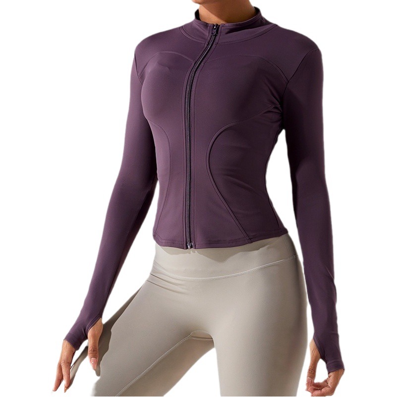 Autumn and Winter New European and American Zipper Long-sleeved Yoga Jacket Quick-drying Slimming Yoga Suit Women's Running Fitness Sports Top