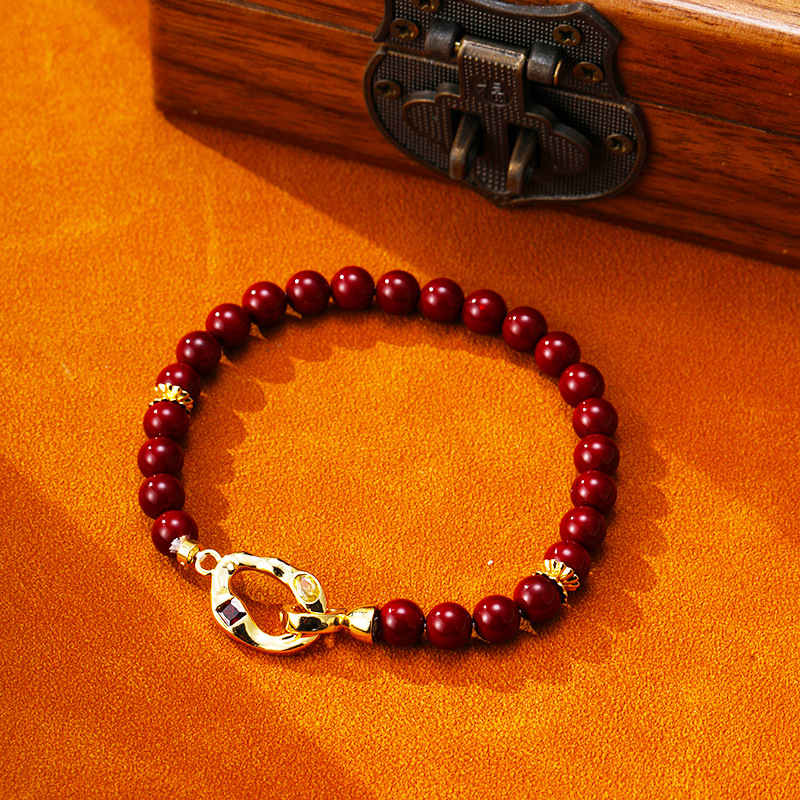 Vintage Simple Autumn and Winter Ancola Red Beaded Pearl Bracelet High-end Women's Light Luxury New Year Bracelet Bracelet for Women
