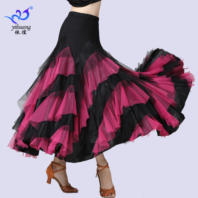 Picture of Chinese standard dance skirt modern ballroom dance skirt large swing skirt new stage competition suit Waltz large swing skirt
