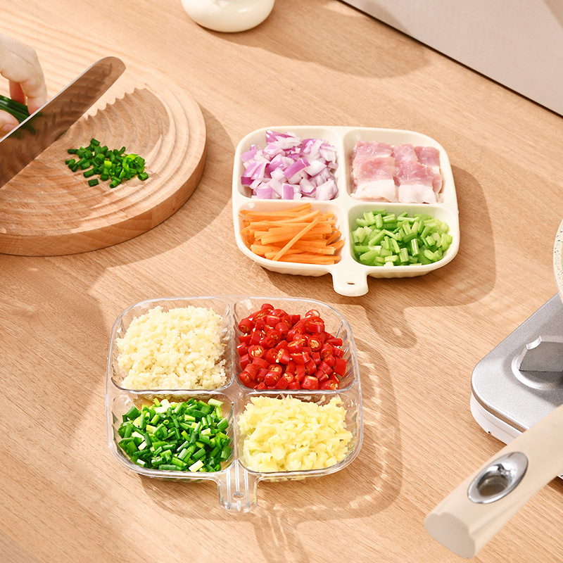 Multi-Purpose Divided Side Dish Storage Plate Household Hot Pot Dinner Plate Onion Ginger Garlic Kitchen Supplies Department Store Daily Wholesale
