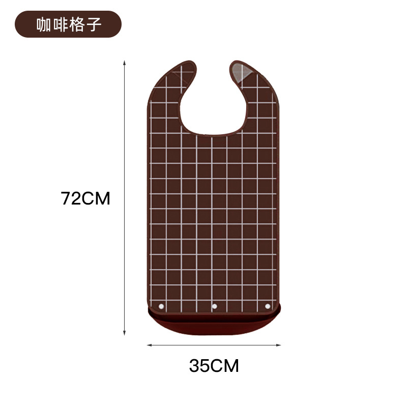 Picture of Elderly Bib Adult Smock Waterproof and Dirt-Resistant Large Size Dining Bib Apron Plaid Style