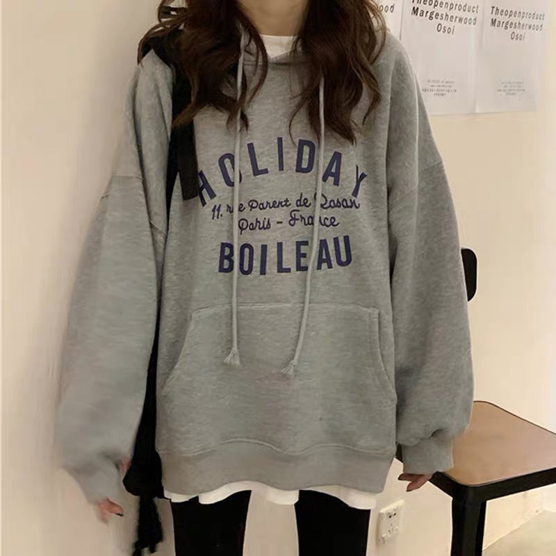 Hooded Sweatshirt Women's Autum Ins Super Hot 2025 Autum New Thin Loose Korean Style Trendy Cec Hoodie Popular Trend