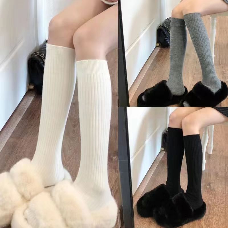 Socks women's spring and summer new leg socks solid color academic style leg socks casual Joker outerwear women's socks manufacturers wholesale