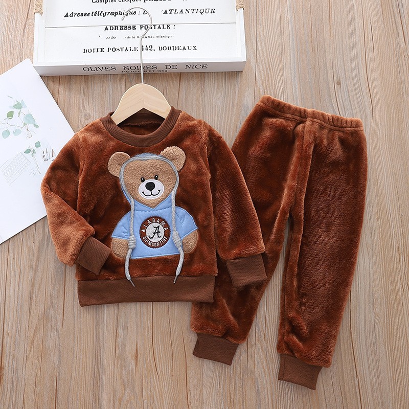Picture of Baby Winter Pajamas Set 2025 New Baby Kidsren's Clothing Boys and Girls Autumn and Winter Flannel Home Clothes Trendy