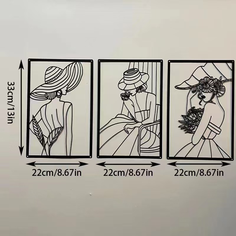 Picture of Amazon Metal Simple Female Line Silhouette Background Wall Iron Crafts Home Living Room Bedroom Wall Hanging