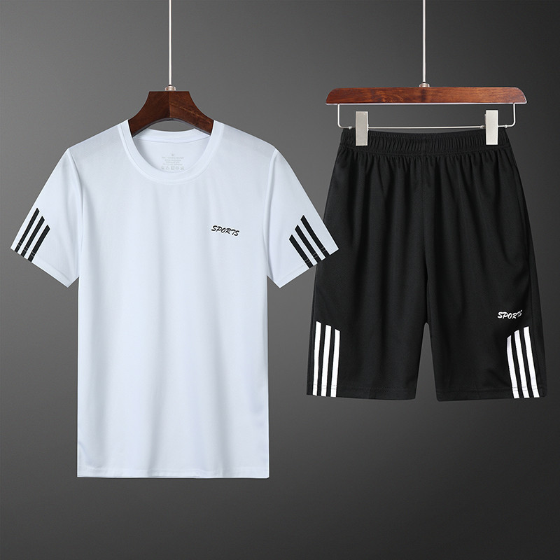 Men's sports suit summer new short sleeve Women's Running Couple sportswear five shorts two piece breathable