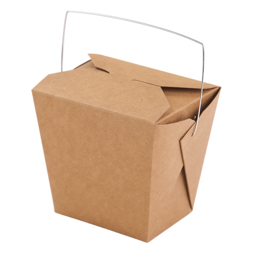 Portable Spaghetti Packaging Box Cowhide Food Grade Paper Meal Box Well Box Fried Rice Fried Chicken Fries Take-out Fast Food Packaging Box