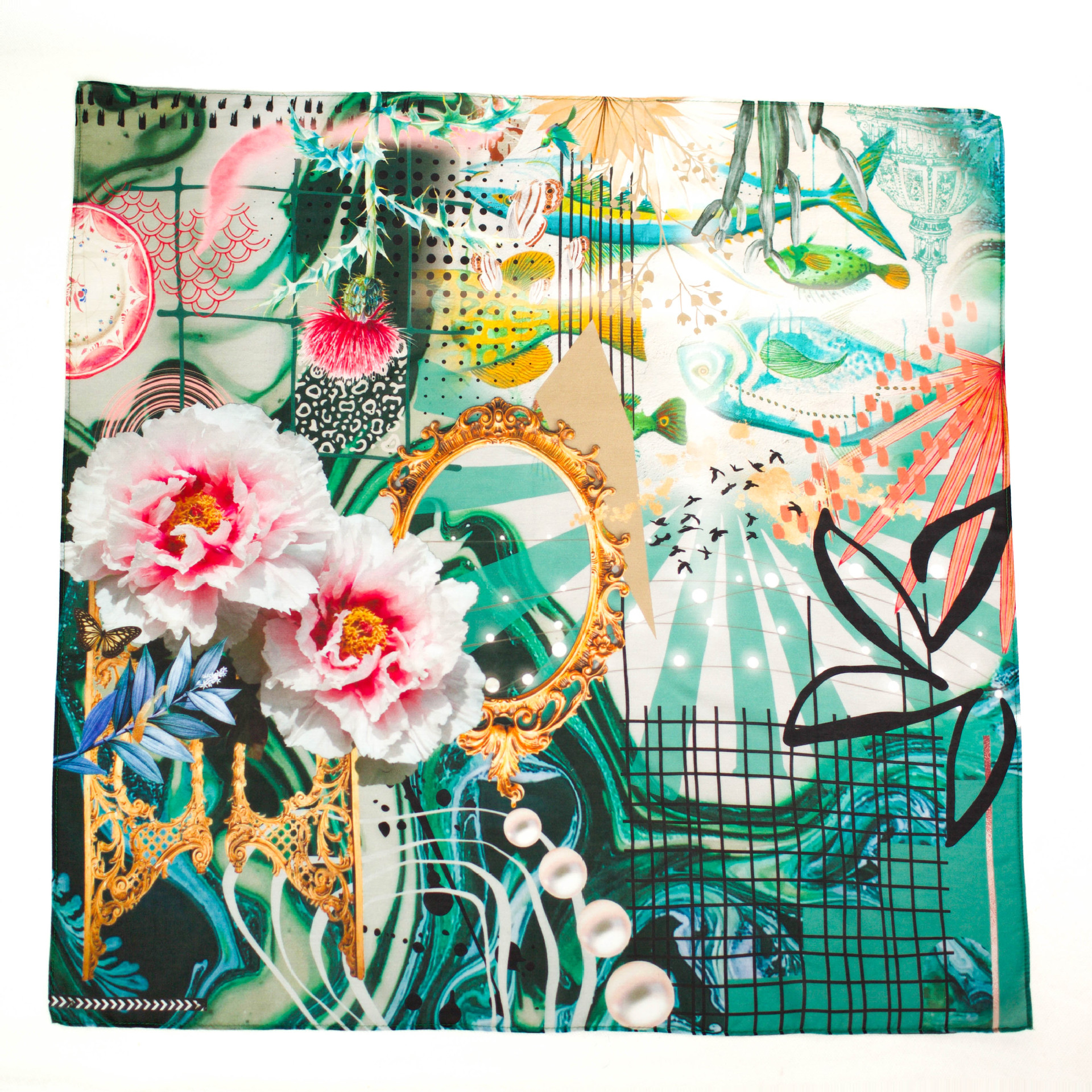 Picture of Collection New Vintage Original Artistic Mulberry Silk Silk Cotton Spinning Machine Side All-match 70 Square Scarf Elegant Shawl
