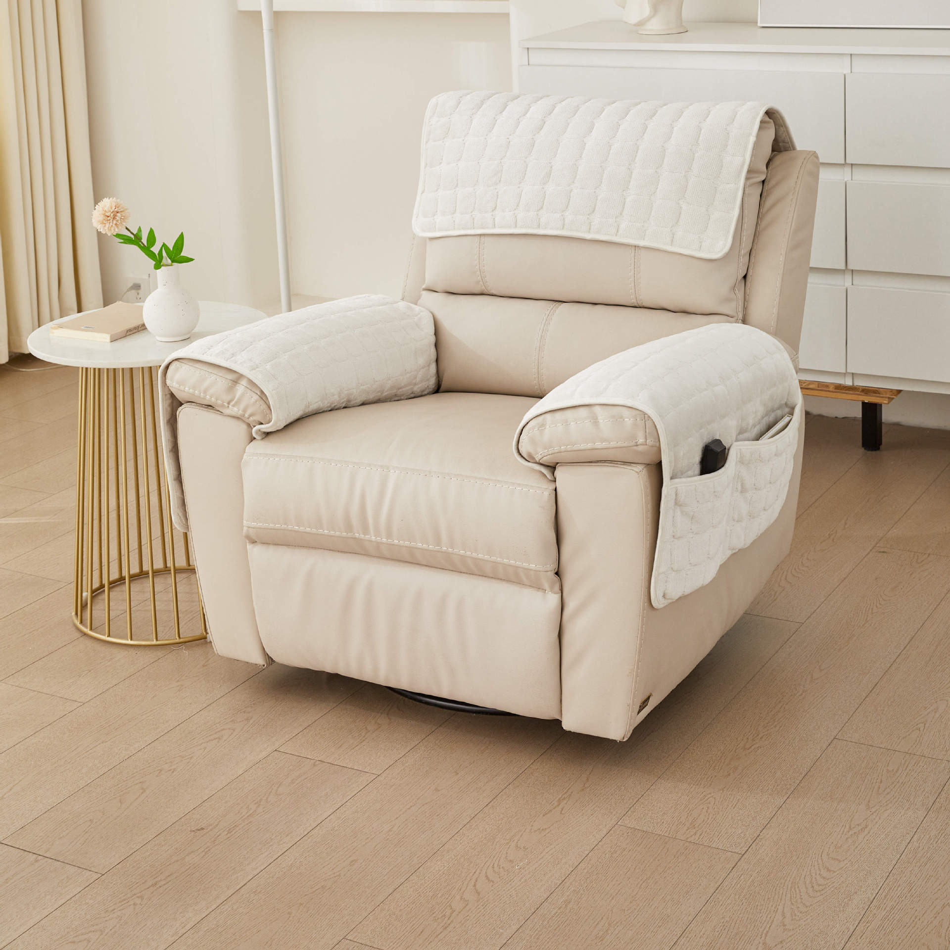 Cross-border new sofa headrest cushion armrest cushion three-piece set with storage sundries pocket recliner sofa armrest towel