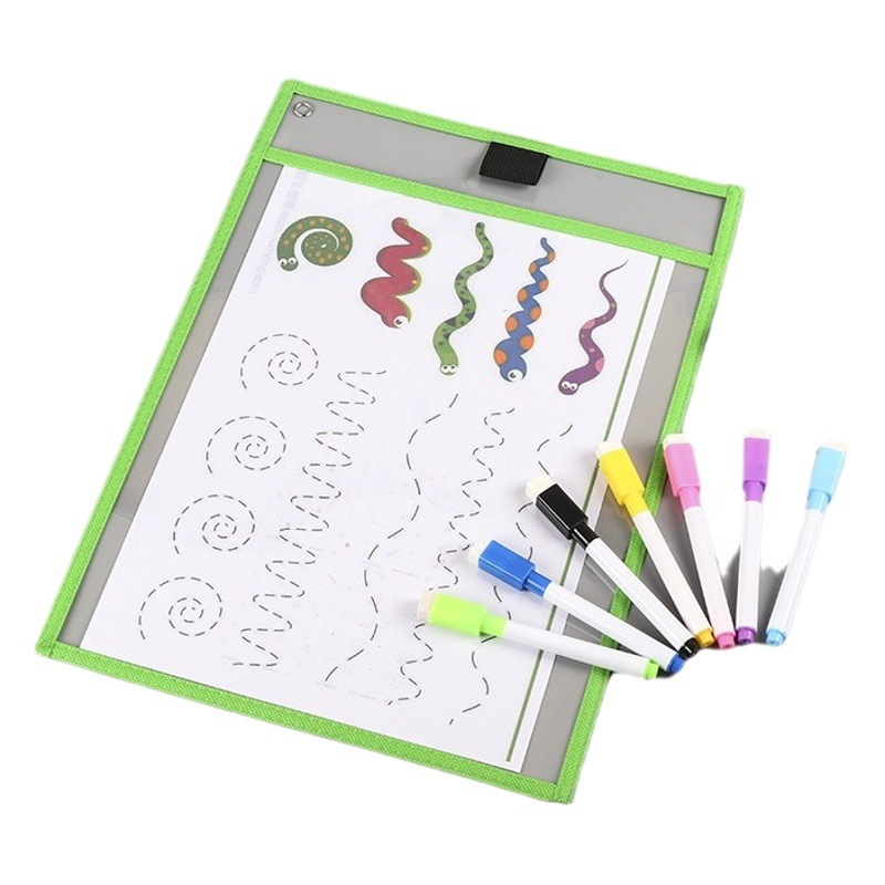 Wholesale early education dry wiping bag can be repeated to write kindergarten children's homework guidance A4 dry wiping transparent paper bag