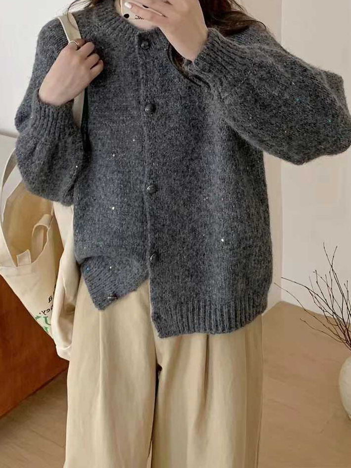 【Daijin】24 Dongpuyuan Korean-Style Milk Wool Soft and Fluffy Colorful Dot Round-Neck Knitted Cardigan for Women, Autumn and Winter