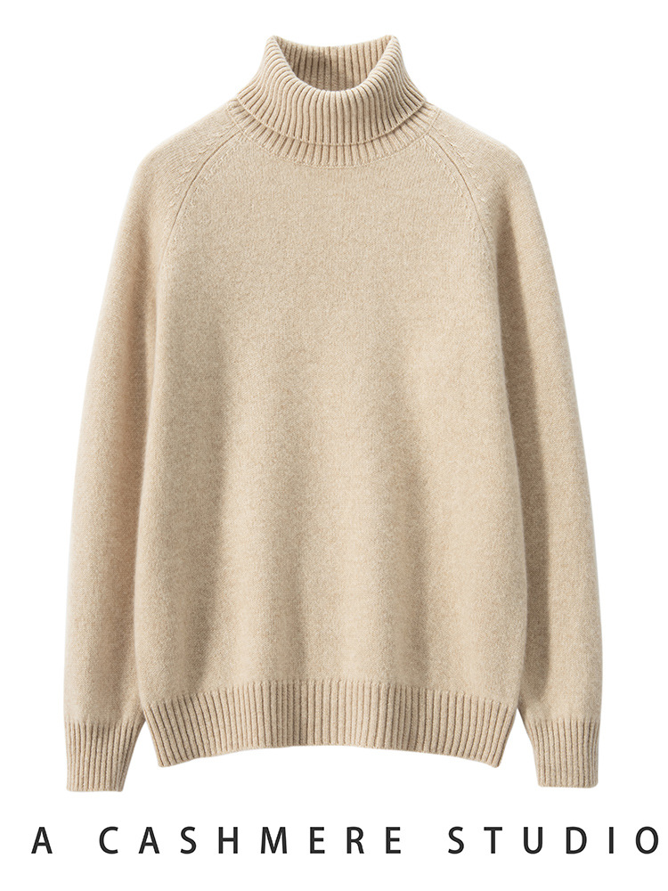 Picture of Autumn and Winter New Cashmere Turtleneck Cashmere Sweater Women's 2024 Loose Thickened Pullover Sweater Wool Knitted Base Shirt