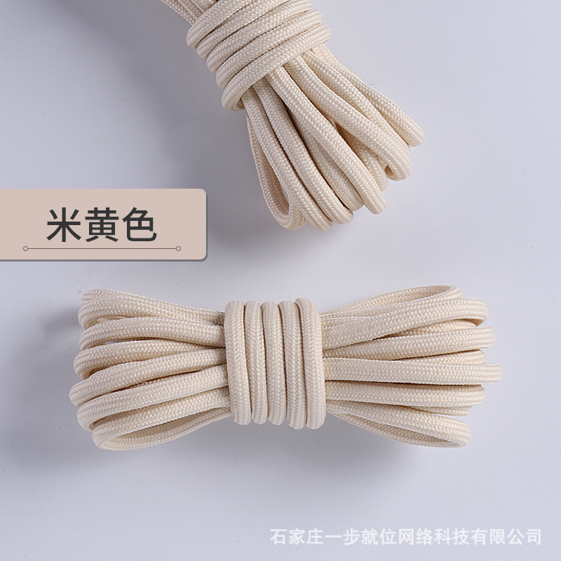 Picture of Wild elephant wholesale coconut shoelace outdoor hiking boots sports basketball shoes black and white color bold round shoelace rope a pair