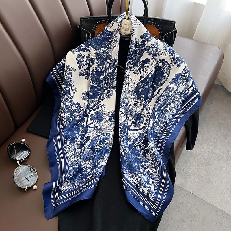 Spring and summer vintage printing fashion outside large square scarf shawl sunscreen high-grade silk scarf warm thin women's scarf