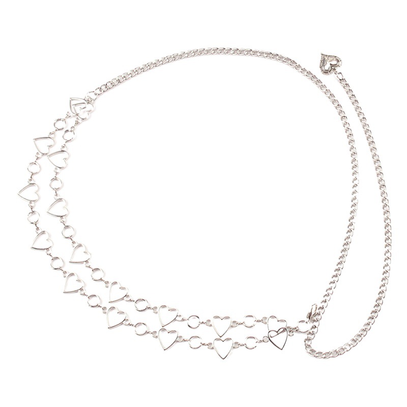 Europe and the United States best selling love waist chain cross-border jewelry double-layer hollow peach heart Joker dress decorative belt wholesale