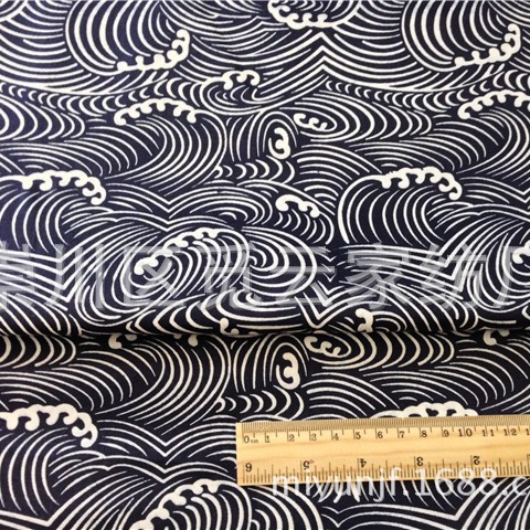 Picture of Japanese Style and Wind Xiangyun Sea Wave Qinghai Wave Cotton Twill Printing Pure Cotton Fabric Lunch Moon Cake Packaging