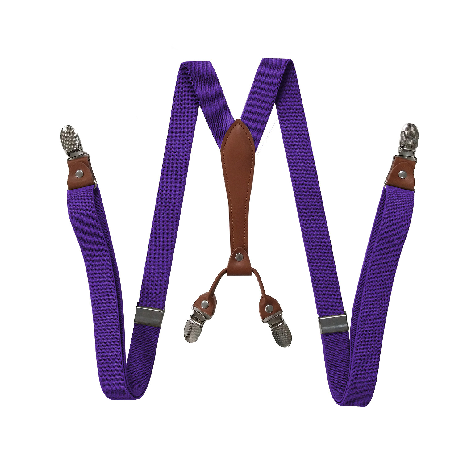Picture of Cross-border supply 2.5cm adult 4-clip loose elastic suspenders for men and women elastic strap clip leather head