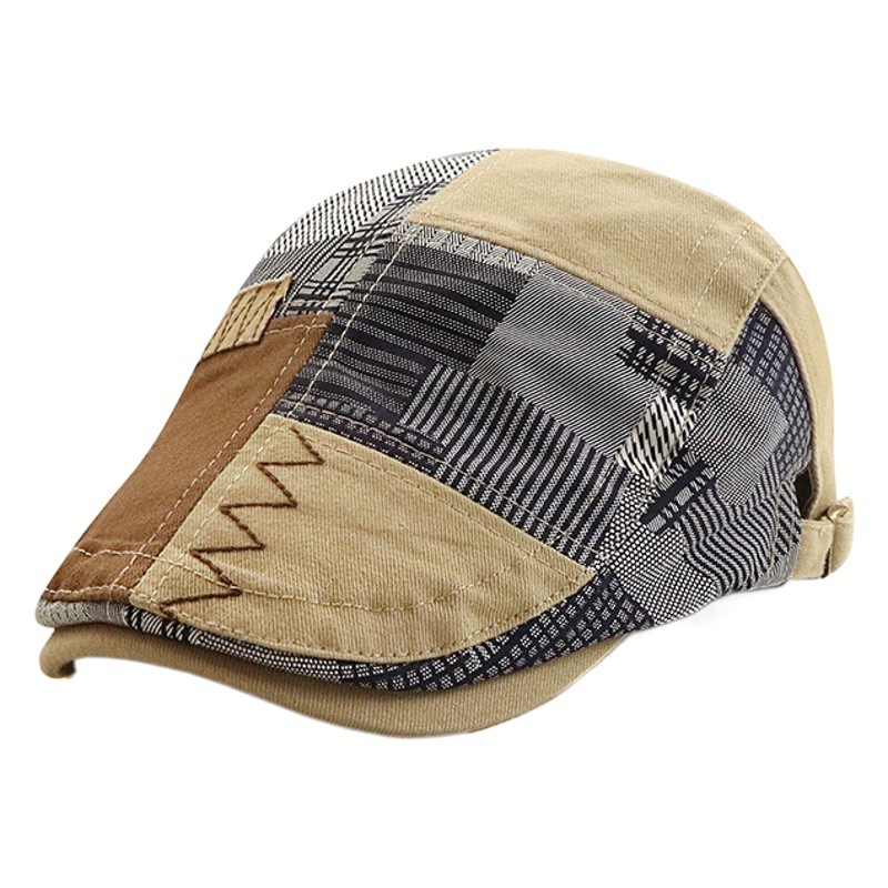New Stitching Plaid Niche Cap Women's Summer Sunshade Anti-Sunscreen Hat Men's Forward Hat Fashion Vintage