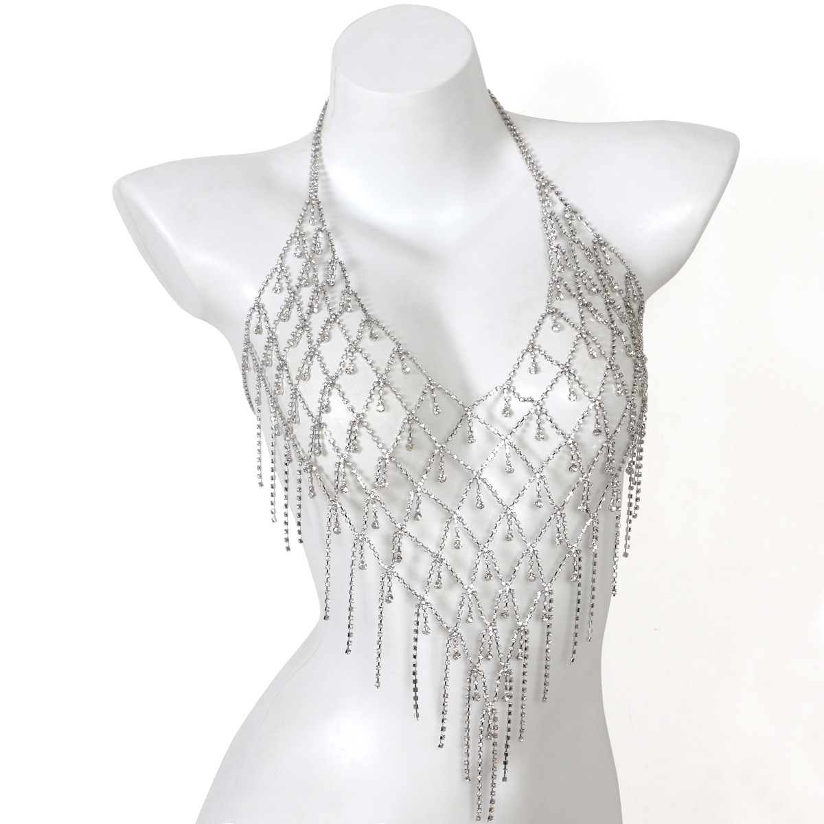 Picture of Luxury Heavy Industry Full Diamond Shiny Geometric Chest Chain High-end Fashion Retro Elegant European and American Body Chain Accessories for Women