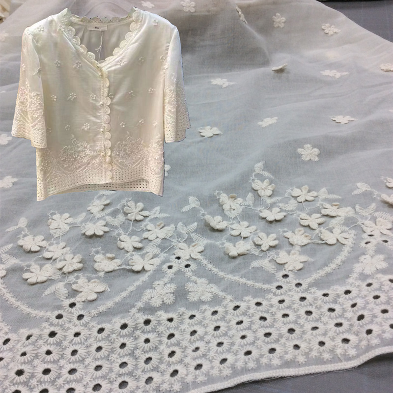 9088 cotton embroidery fabric 3D hollow floating embroidery small flowers 130cm clothing accessories cloth spot
