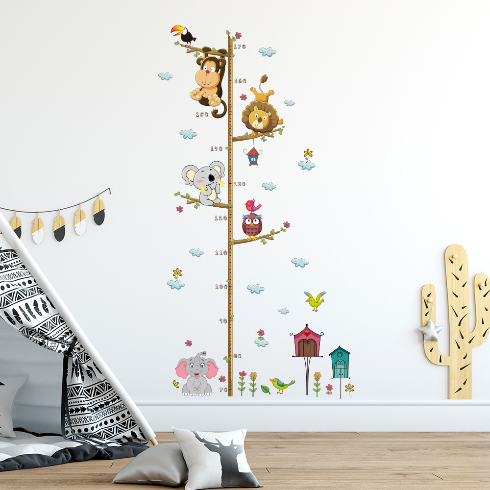 Zy178 New Cute Elephant Lion Zoo Height Sticker Children's Room Bedroom Living Room Wall Decoration Wall Sticker