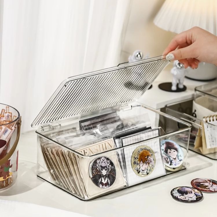 Desktop Storage Box Transparent Acrylic Hand Account Peripheral Badge Display Rack Box Dustproof Grain Sundries Storage Box