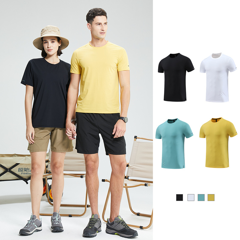 Picture of Summer Round Neck Solid Color Quick-drying Ice Silk Breathable T-shirt Men's Outdoor Casual Sunscreen Running Short-sleeved Top
