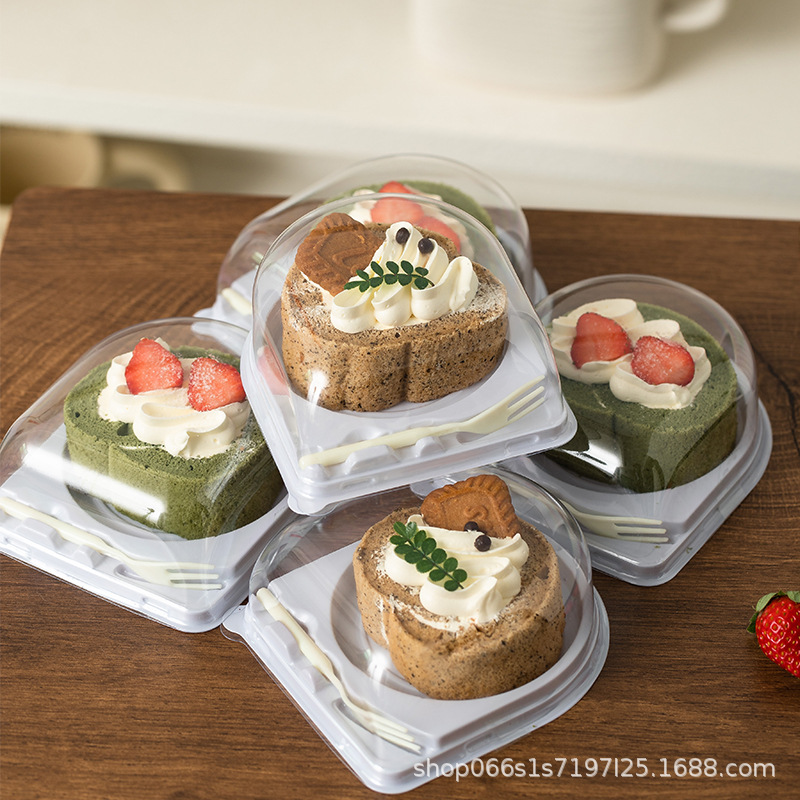 Japanese-style cake roll packing box Swiss roll tiger skin roll cut bread baking Western pastry semicircle transparent blister box