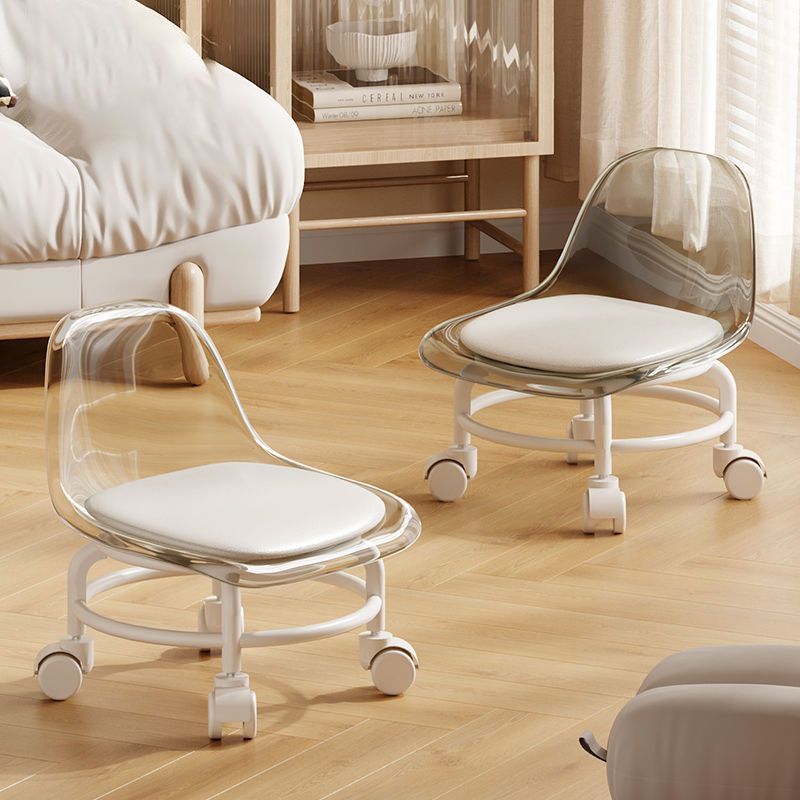 Acrylic Stool with Silent Swivel Wheels for Children, Toddler Learning Stool with Mesh Wheels, Small Chair for Home Use, Low Stool with Beautiful Seams