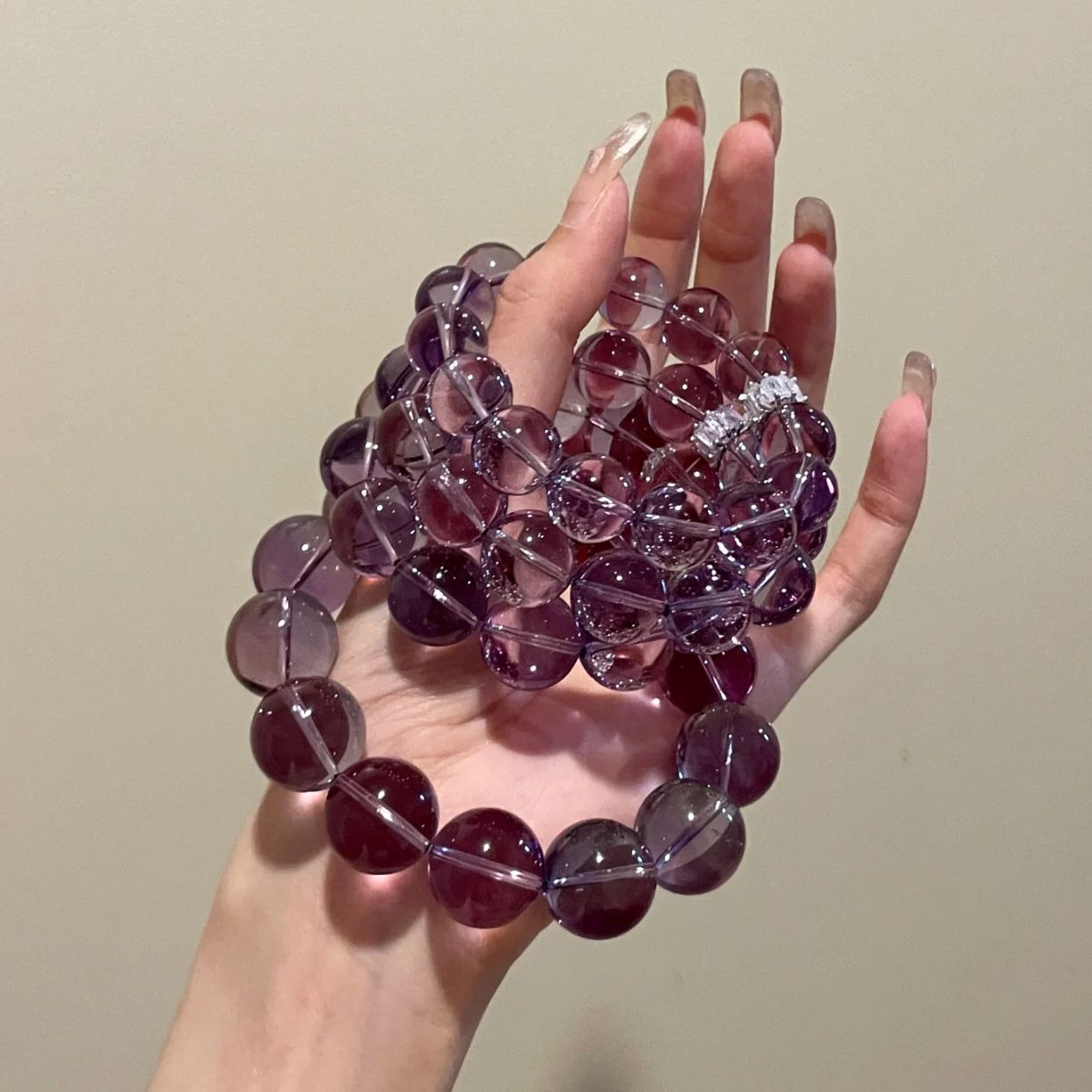 [Iced Grapes] Natural Amethyst Bracelet 12mm Nine Purple Fire Bracelet for Best Friends