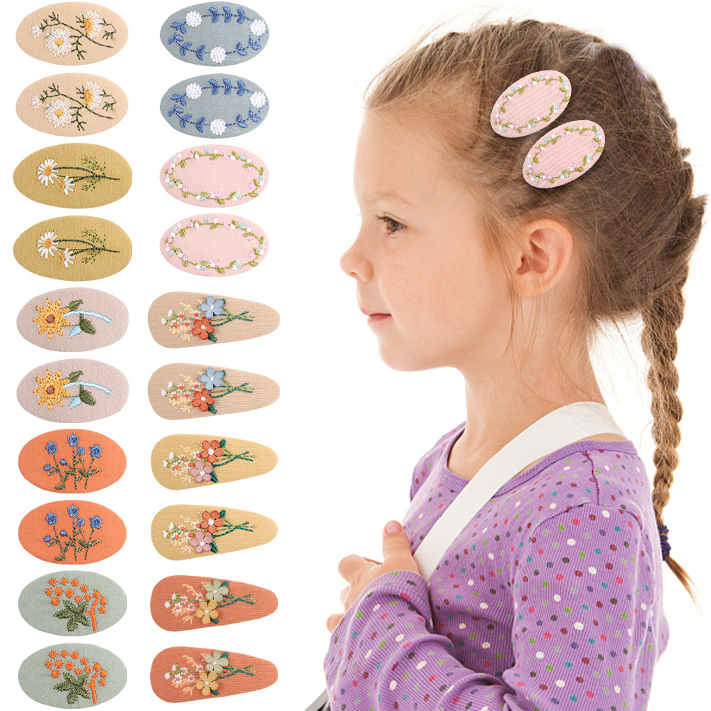 Cross-border European and American Retro Fabric Embroidery Stereo Flower Princess Hairpin Simple Pastoral Flower Children's Hairpin