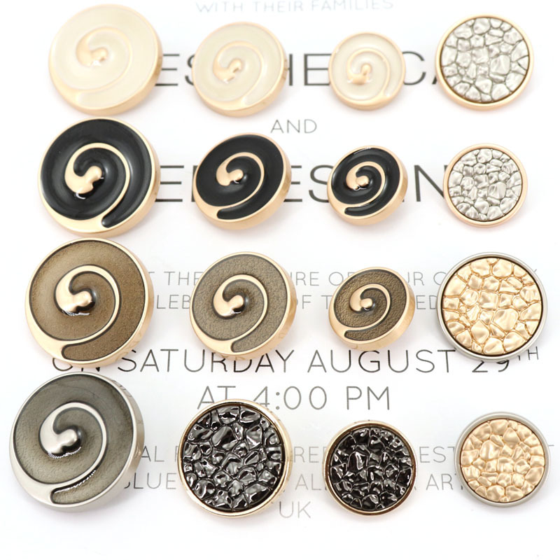 Spiral Tree Pattern Metal Button Coat Coat Coat Wool Alloy Drop Button Round Fashion Delicate Button