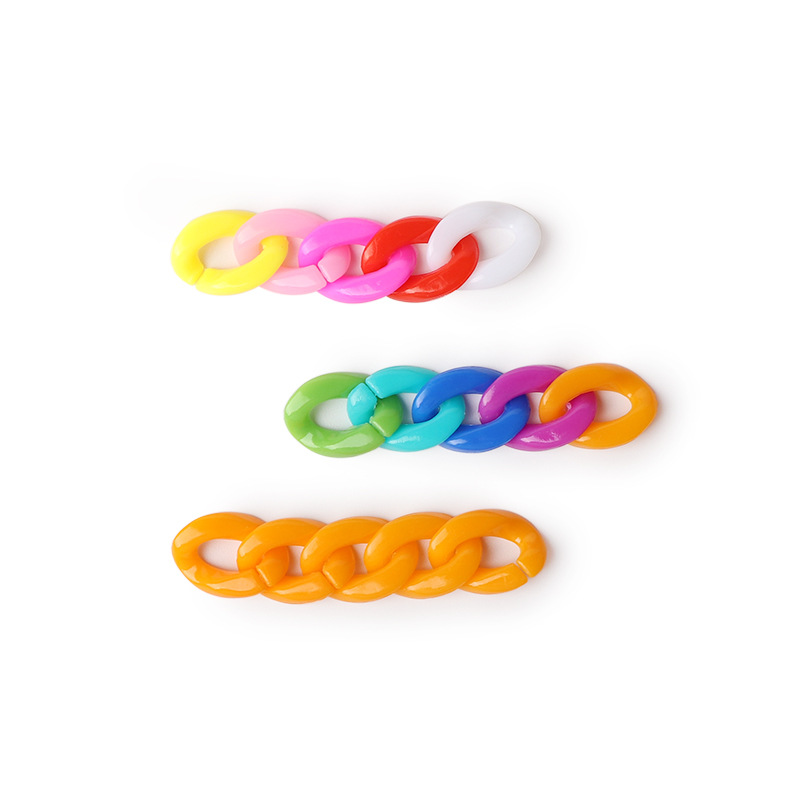 Picture of Accessories Acrylic Chain Buckle Rainbow Color Loose Beaded Handmade diy Material Bracelet Necklace