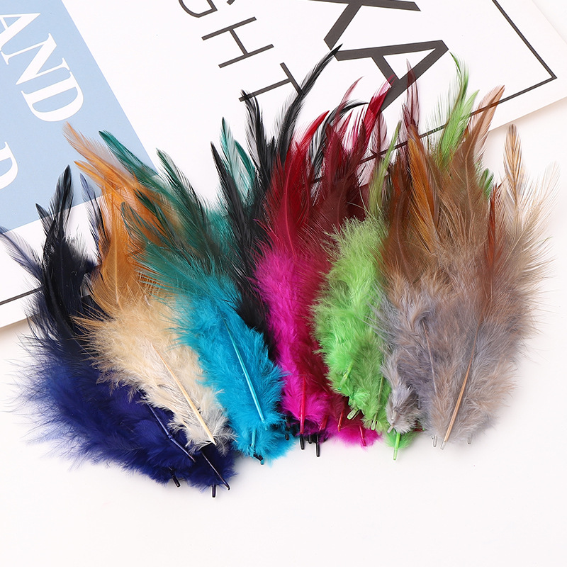 Factory diy color red pointed feather feather feather accessories craft decoration shop dream net feather material