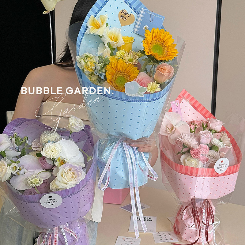 Internet Celebrity Teacher's Day Princess Dress Wrap Flower Paper Flower Packaging Waterproof Ouya Paper Love Sunflower Flower Wrapping Paper