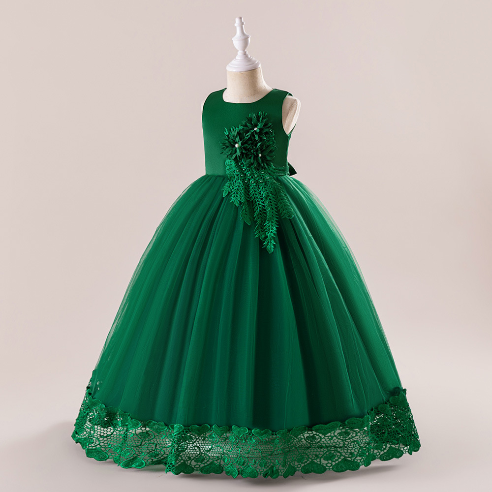 Picture of European and American New Children's Dress Long Flower Show Dress Princess Dress Flower Girls Dress Wedding Dress