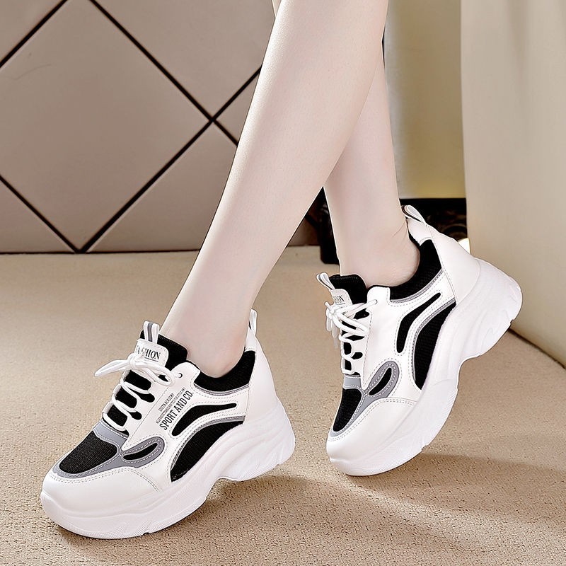 in stock] increased 8cm small white shoes women 2024 new summer thick bottom Joker casual sneaker mesh breathable