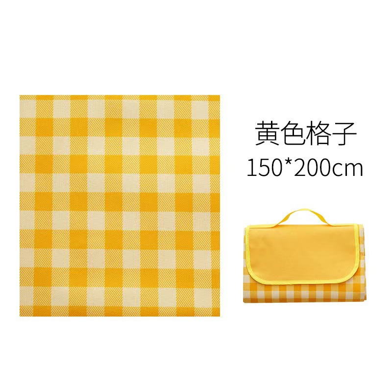 Manufacturer's Ready Stock Yellow Plaid Coated Non-Woven Spring Outing Picnic Mat Wallet Cosmetic Bag Drawer Storage Box