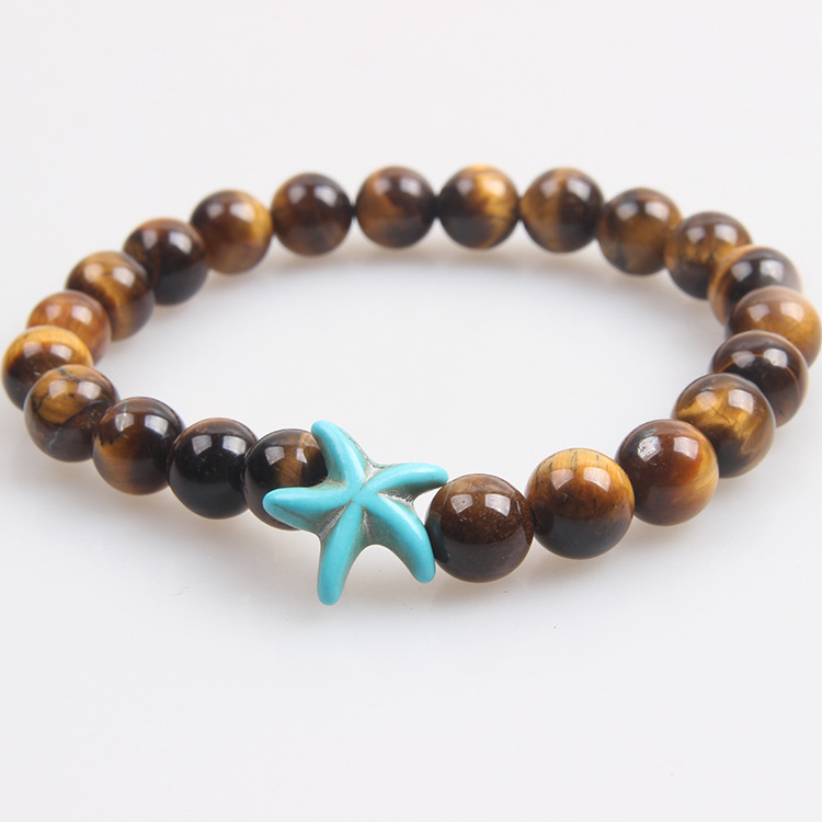 Picture of Zhou Lianfa 10 European and American Cross-border Bohemian Style Foreign Trade Starfish Tiger Eye Volcanic Stone Bracelet Summer Bracelet