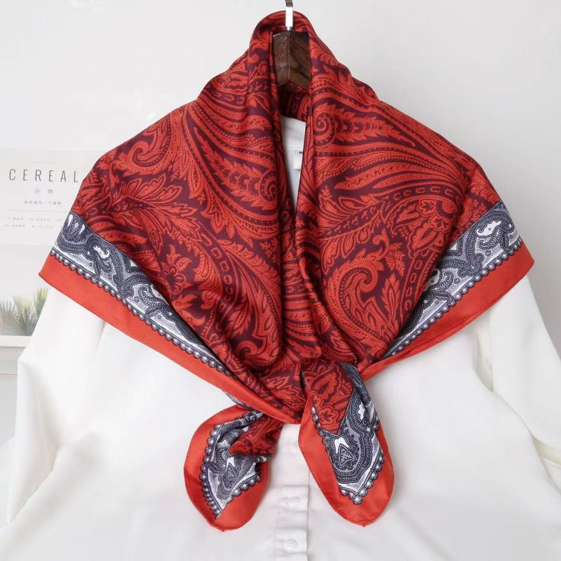 Picture of Autumn and winter all-match shawl animal printed black and white simple large square 90*90CM imitation silk twill silk scarf for women