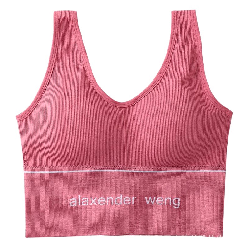 Picture of Wide Shoulder Straps U-Shaped Beautiful Back Wrapped Chest Tube Top Without Steel Ring with Chest Pad Bottoming Sports Vest Bra