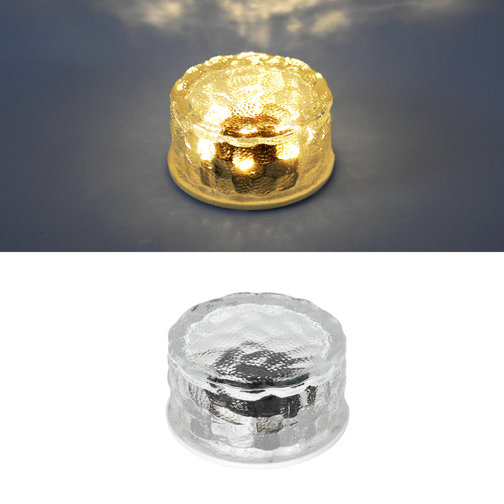 Picture of Cross-Border Solar Round Glass Ice Brick Lamp Garden Underground Lamp Courtyard Outdoor Waterproof Atmosphere Step Decorative Lamp