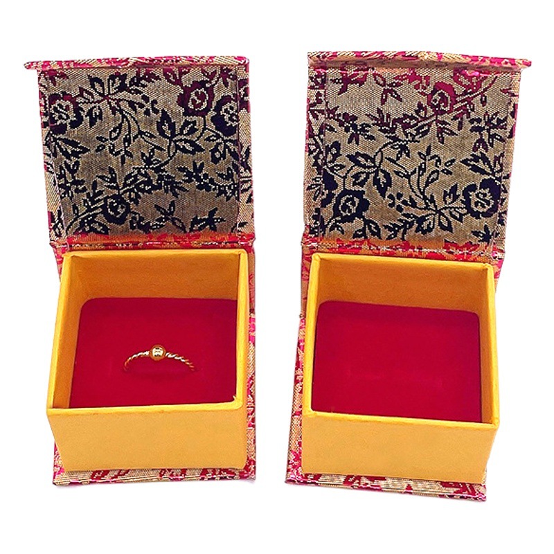 Gold flower ring box jewelry box ear stud box printing earrings paper box jewelry Jade storage female ring box